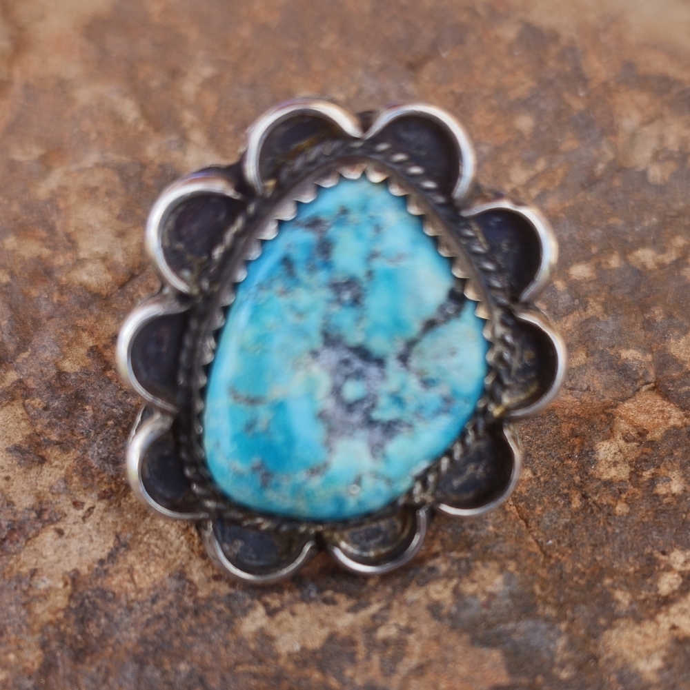 Sterling Silver Vintage TURQUOISE ring - Picture 3 of 17
